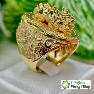 Nhẫn Tỳ Hưu Vàng 18K, Nhẫn Tỳ Hưu Nam Mạ Vàng 18K